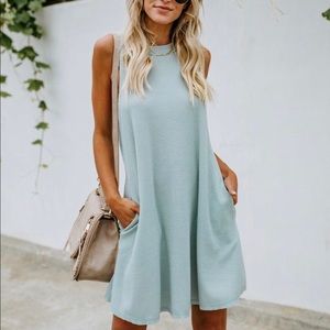 VICI Lexington Knit Pocketed Tank Dress sage mint